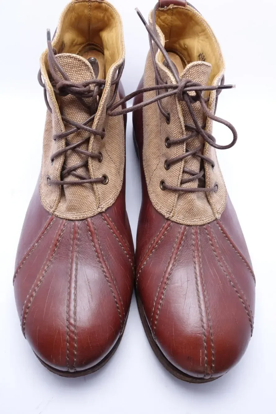 Billy Reid Boots Mens Size 13 Brown Leather Canvas Chukka Ankle Made In Italy